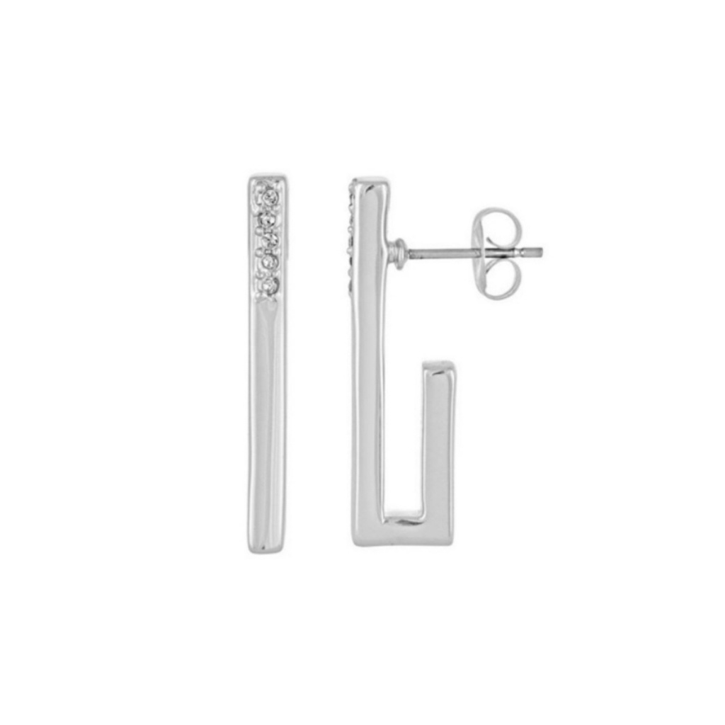 Stella Valle Mighty Bar Earrings Silver Swarovski